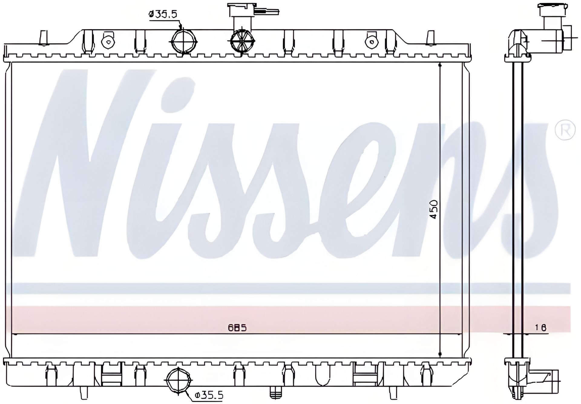 Радиатор охлаждения для NISSAN X-TRAIL, NISSENS (68724) Радиатор охлаждения для NISSAN X-TRAIL, NISSENS (68724)