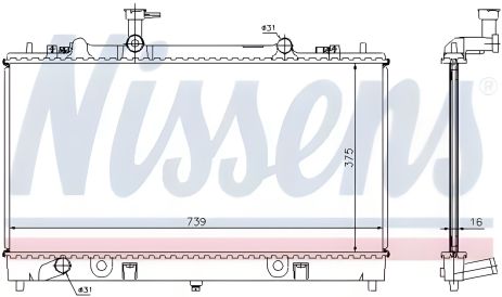 Радиатор двигателя MAZDA 6, NISSENS (62466A)