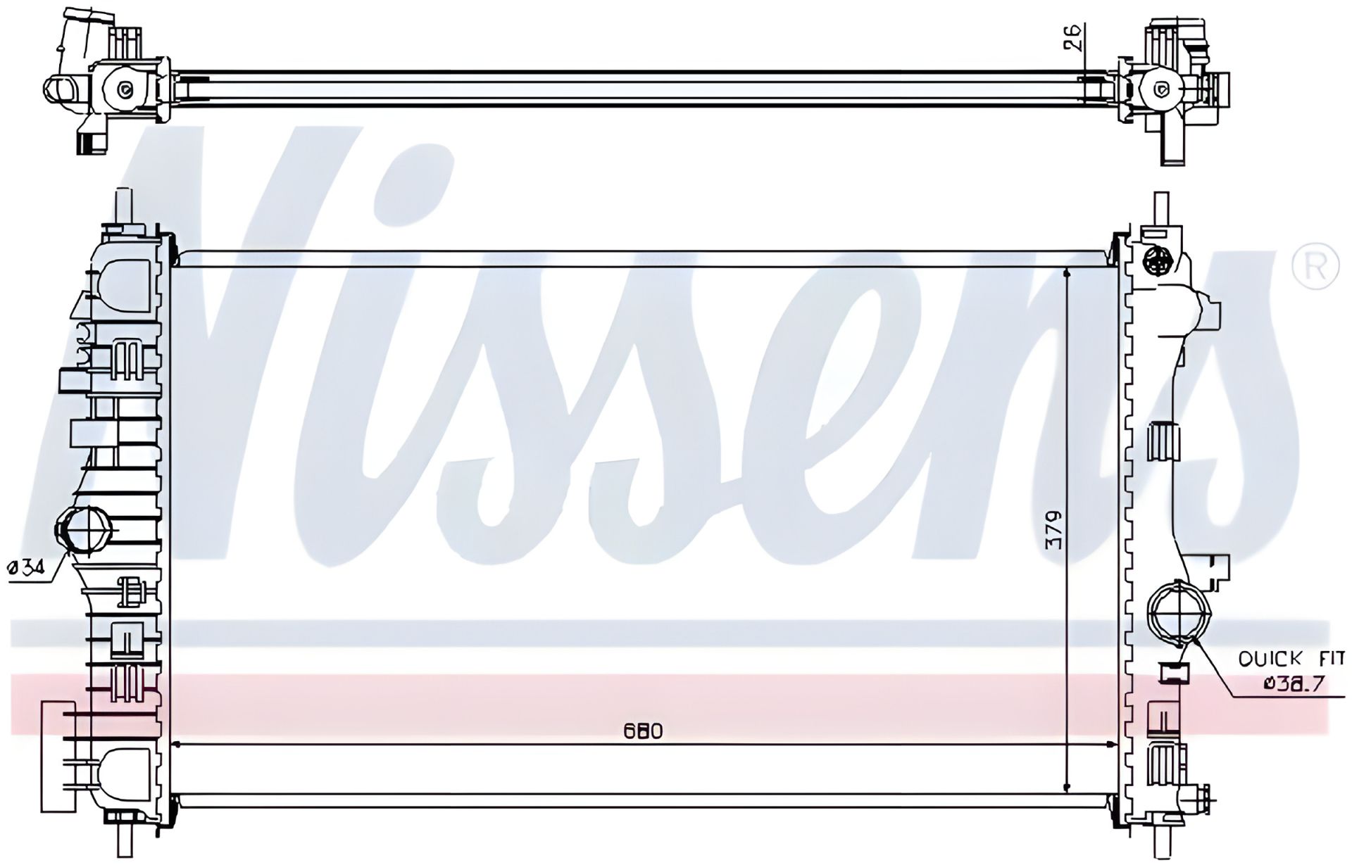 Радиатор охлаждения двигателя для SAAB 9-5, OPEL INSIGNIA, NISSENS (630716) Радиатор охлаждения двигателя для SAAB 9-5, OPEL INSIGNIA, NISSENS (630716)