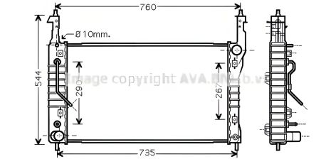 Радіатор охолодження двигуна для CHEVROLET CAPTIVA, OPEL ANTARA, AVA COOLING (OLA2424)