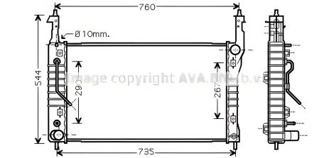 Радиатор охлаждения двигателя CHEVROLET CAPTIVA/OPEL ANTARA, AVA COOLING (OLA2424)