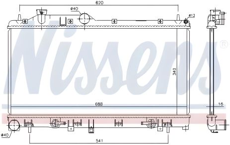 Радиатор охлаждения двигателя для SUBARU IMPREZA, NISSENS (67725)