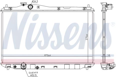 Радиатор для охлаждения двигателя HONDA CIVIC, NISSENS (68093)