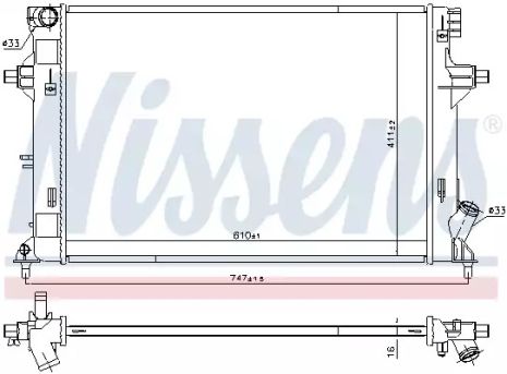 Радіатор охолодження двигуна HYUNDAI i30, NISSENS (606552)