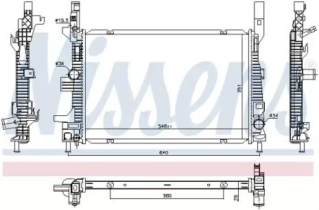 Радіатор охолодження двигуна FORD FOCUS, NISSENS (606033)