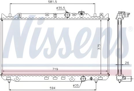 Радиатор для охлаждения двигателя MAZDA 626, NISSENS (62482A) Радиатор для охлаждения двигателя MAZDA 626, NISSENS (62482A)