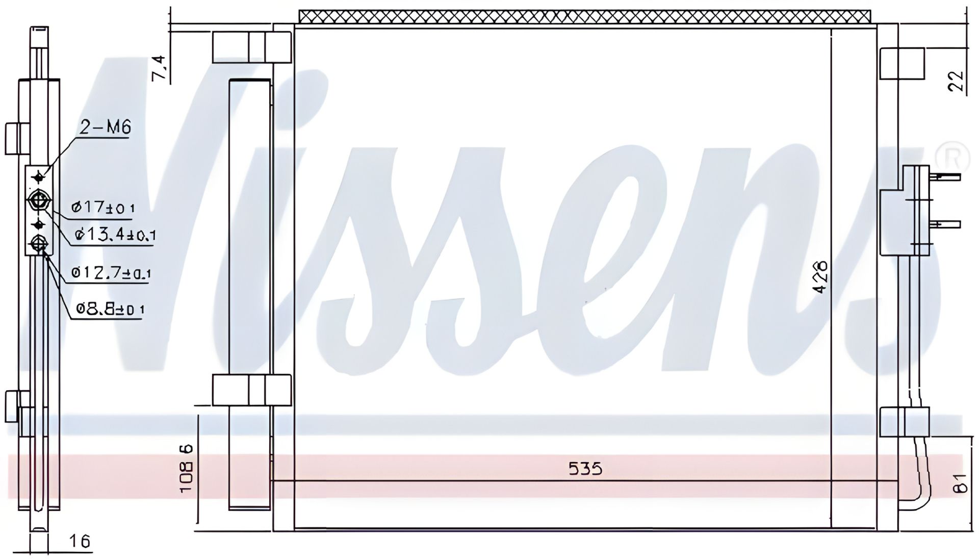 Ефективний конденсор кондиціонера Hyundai Grand, NISSENS (940391) Ефективний конденсор кондиціонера Hyundai Grand, NISSENS (940391)