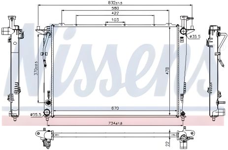 Радіатор охолодження двигуна для KIA SORENTO, NISSENS (66781)