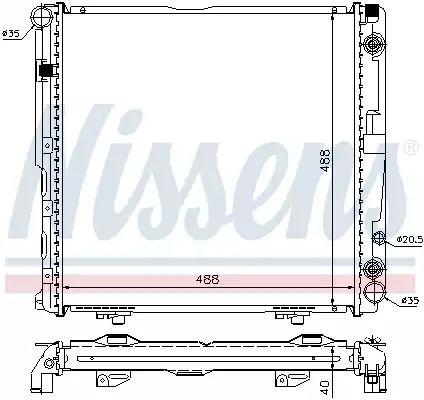 Радіатор охолодження двигуна MERCEDES-BENZ E-CLASS, NISSENS (62763A)