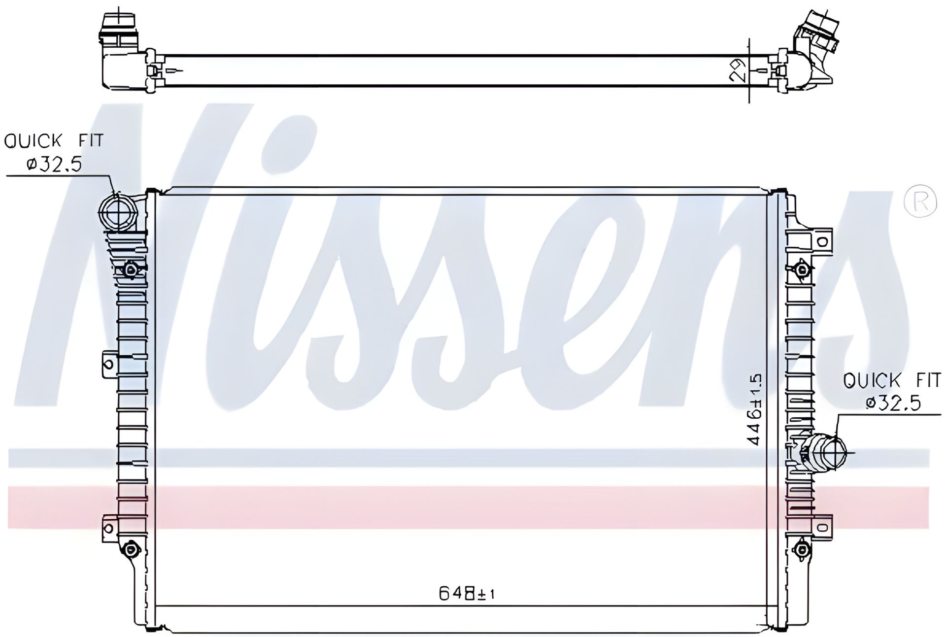 Радіатор для двигуна SKODA YETI, VW CADDY, NISSENS (65336) Радіатор для двигуна SKODA YETI, VW CADDY, NISSENS (65336)