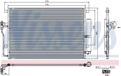 Радіатор, конденсор кондиціонера MERCEDES-BENZ SPRINTER, VW CRAFTER, NISSENS (94917)