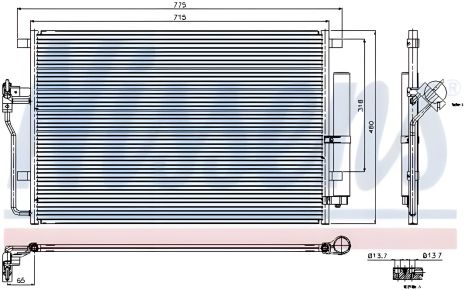 Радіатор, конденсор кондиціонера MERCEDES-BENZ SPRINTER, VW CRAFTER, NISSENS (94917)