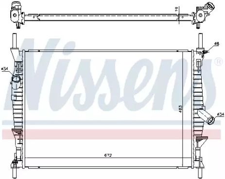 Радиатор охлаждения двигателя FORD TRANSIT, NISSENS (69240)