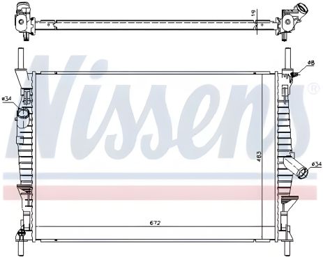 Охлаждающий радиатор двигателя FORD TRANSIT, NISSENS (69240)