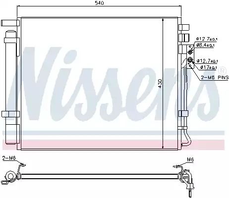 Радиатор, конденсор кондиционера KIA SORENTO, NISSENS (940272)