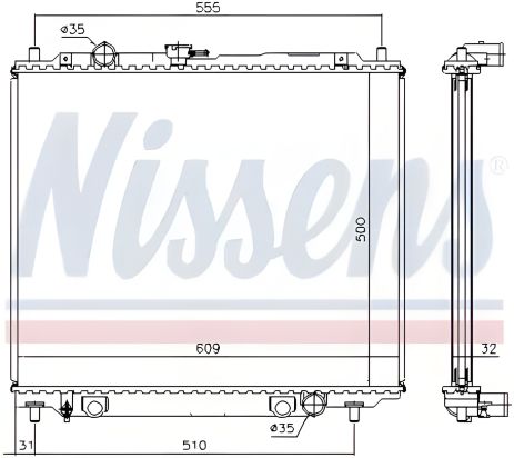 Охолоджувальний радіатор MITSUBISHI PAJERO, NISSENS (62801)