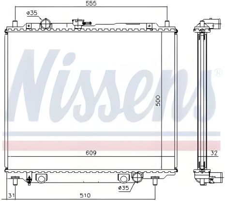 Охлаждения радиатор MITSUBISHI PAJERO, NISSENS (62801) Охлаждения радиатор MITSUBISHI PAJERO, NISSENS (62801)