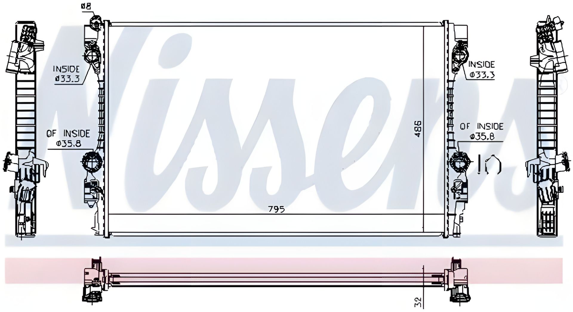 Радиатор охлаждения двигателя для PORSCHE PANAMERA, NISSENS (63779) Радиатор охлаждения двигателя для PORSCHE PANAMERA, NISSENS (63779)