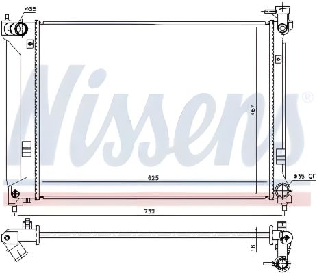 Двигатель охлаждающий радиатор HYUNDAI SONATA, NISSENS (675064)