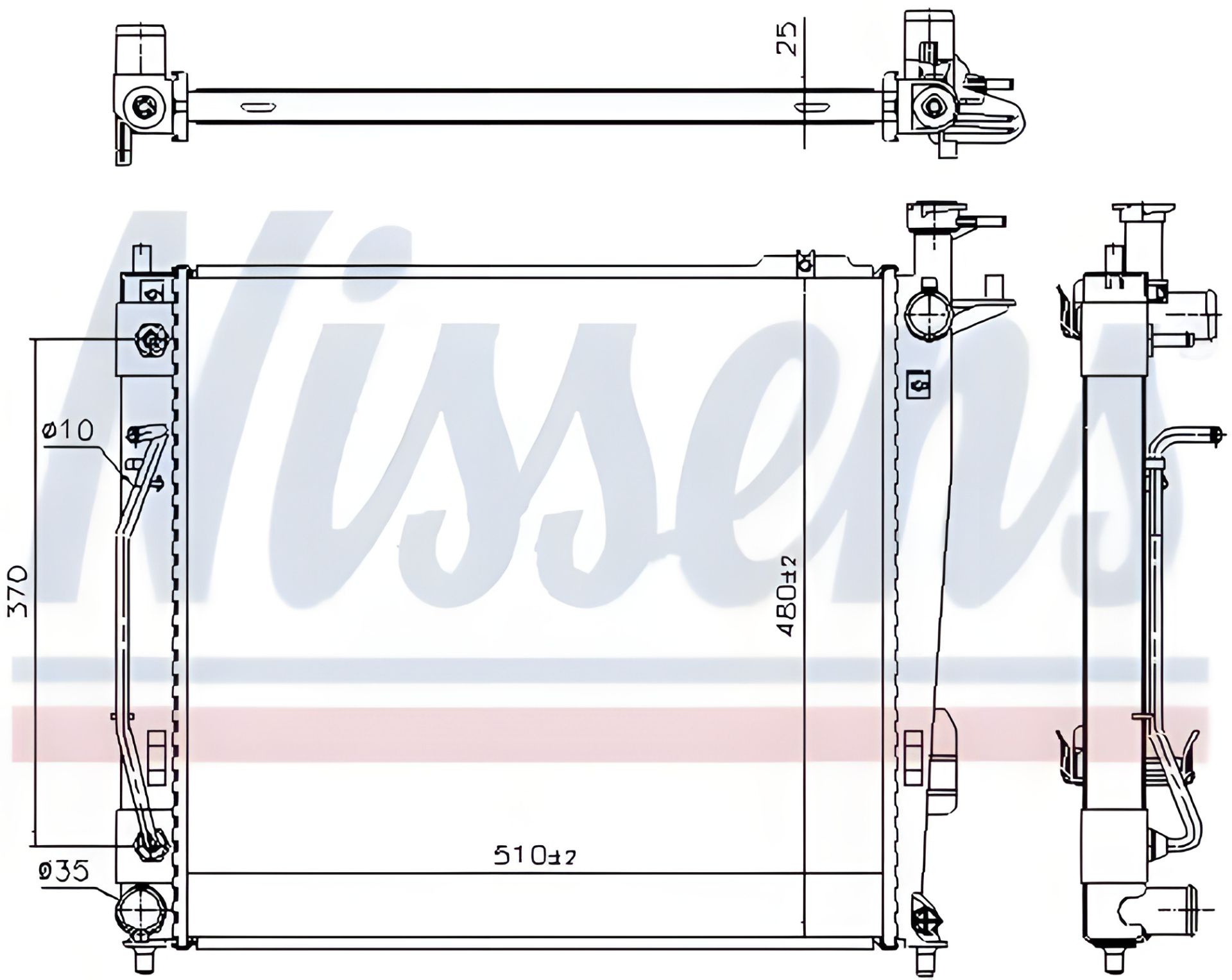 Радиатор двигателя охлаждения KIA SORENTO, HYUNDAI SANTA FE, NISSENS (675046) Радиатор двигателя охлаждения KIA SORENTO, HYUNDAI SANTA FE, NISSENS (675046)
