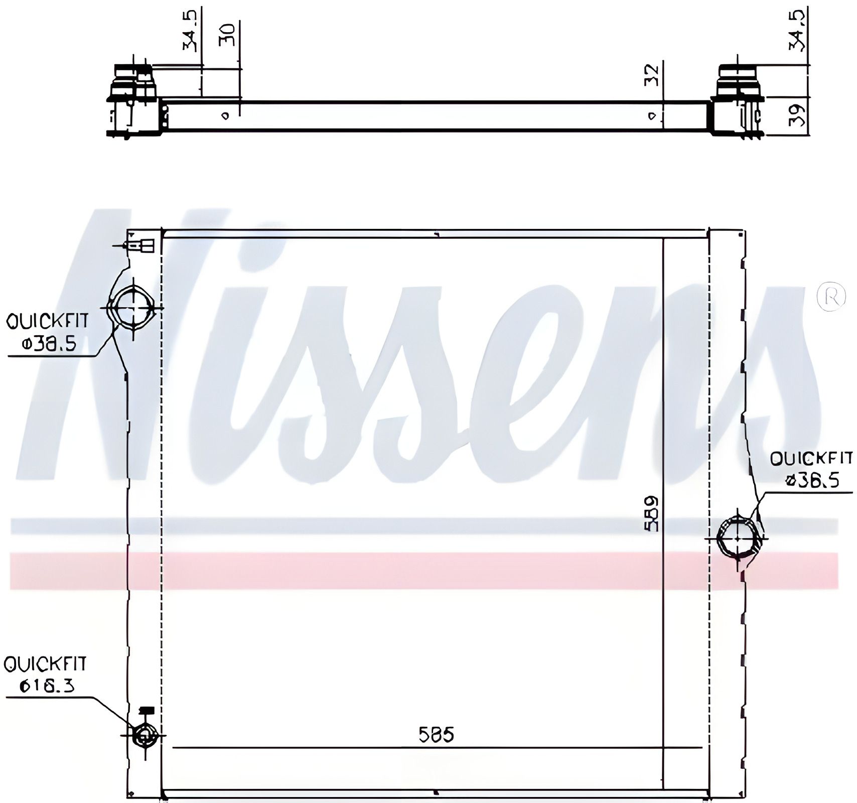 Двигательный радиатор охлаждения для BMW X5 от NISSENS (60825) Двигательный радиатор охлаждения для BMW X5 от NISSENS (60825)