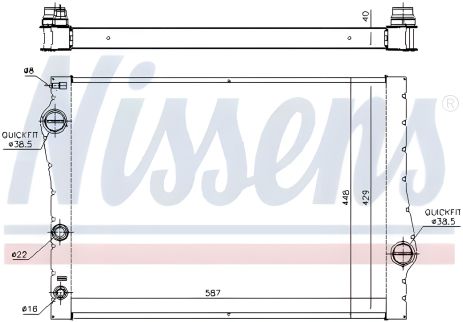Радиатор охлаждения для двигателя BMW X6, NISSENS (60823) Радиатор охлаждения для двигателя BMW X6, NISSENS (60823)