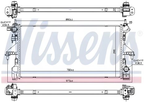 Радиатор охлаждения двигателя для PEUGEOT BOXER и CITROËN JUMPER, NISSENS (606171)