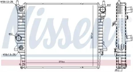 Радиатор охлаждения двигателя DAIMLER SUPER, JAGUAR XF, NISSENS (66708)
