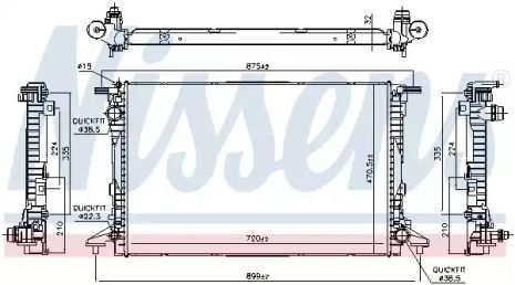 Радиатор охлаждения двигателя VW TOUAREG, AUDI A6, NISSENS (606578)