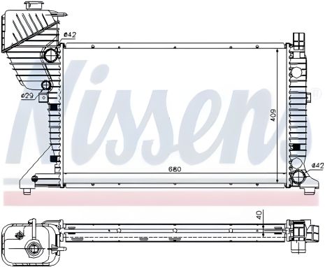 Радіатор охолодження двигуна MERCEDES-BENZ SPRINTER, NISSENS (62519A)