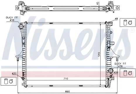 Радіатор охолодження мотора AUDI Q7, VW TOUAREG, NISSENS (65276A)