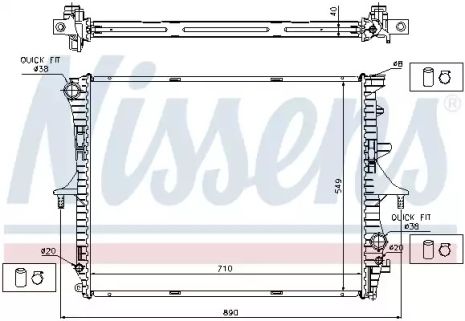 Радиатор охлаждения двигателя AUDI Q7, VW TOUAREG, NISSENS (65276A)