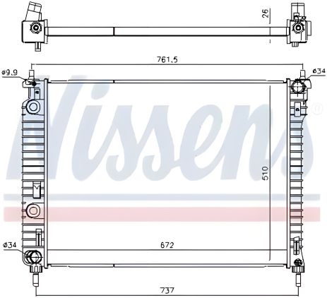 CHEVROLET CAPTIVA, OPEL ANTARA Радіатор охолодження двигуна, NISSENS (616905) CHEVROLET CAPTIVA, OPEL ANTARA Радіатор охолодження двигуна, NISSENS (616905)