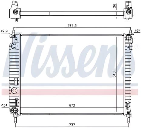 Радиатор охлаждения двигателя для CHEVROLET CAPTIVA, OPEL ANTARA от NISSENS (616905)