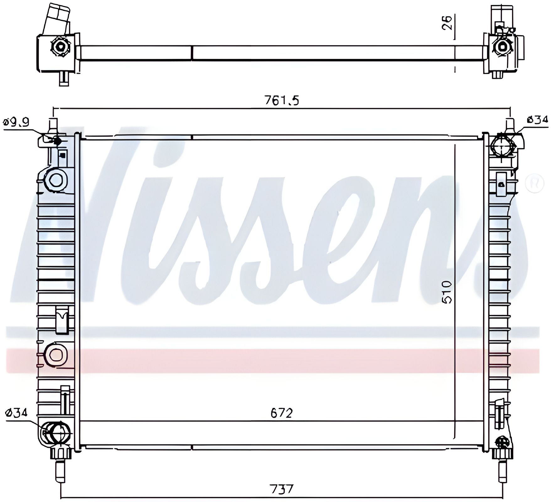 Радиатор охлаждения двигателя для CHEVROLET CAPTIVA, OPEL ANTARA от NISSENS (616905) Радиатор охлаждения двигателя для CHEVROLET CAPTIVA, OPEL ANTARA от NISSENS (616905)