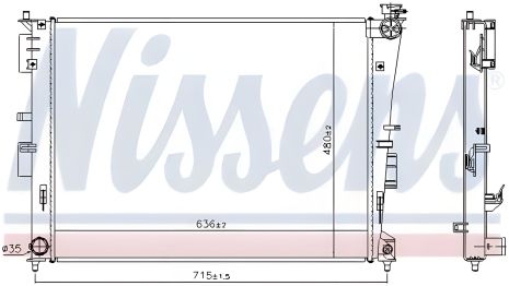Радіатор охолодження двигуна для KIA OPTIMA, NISSENS (66780)