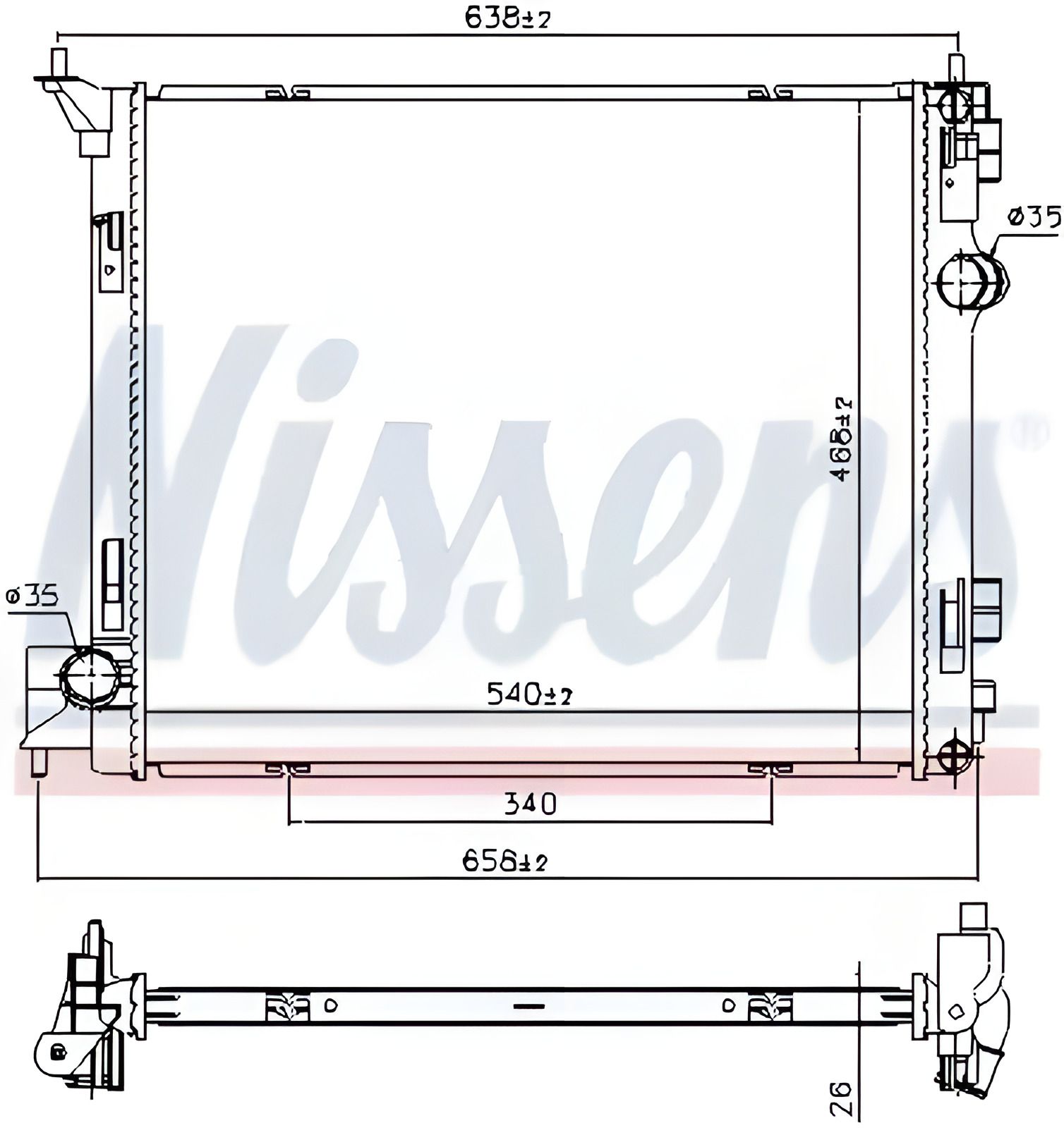 Радіатор двигуна охолодження NISSAN X-TRAIL, NISSENS (68788) Радіатор двигуна охолодження NISSAN X-TRAIL, NISSENS (68788)