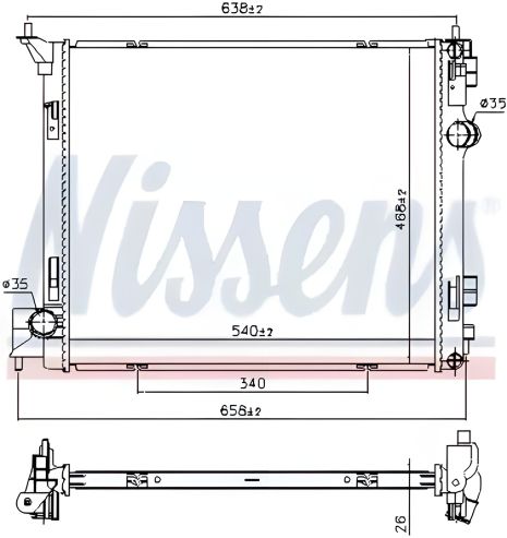 Радіатор двигуна охолодження NISSAN X-TRAIL, NISSENS (68788)