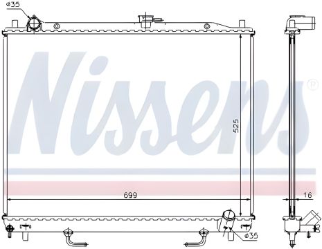 Радиатор охлаждения двигателя MITSUBISHI PAJERO, NISSENS (68181A)