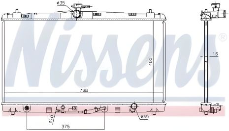 Радиатор охлаждения двигателя TOYOTA AURION, NISSENS (646906)