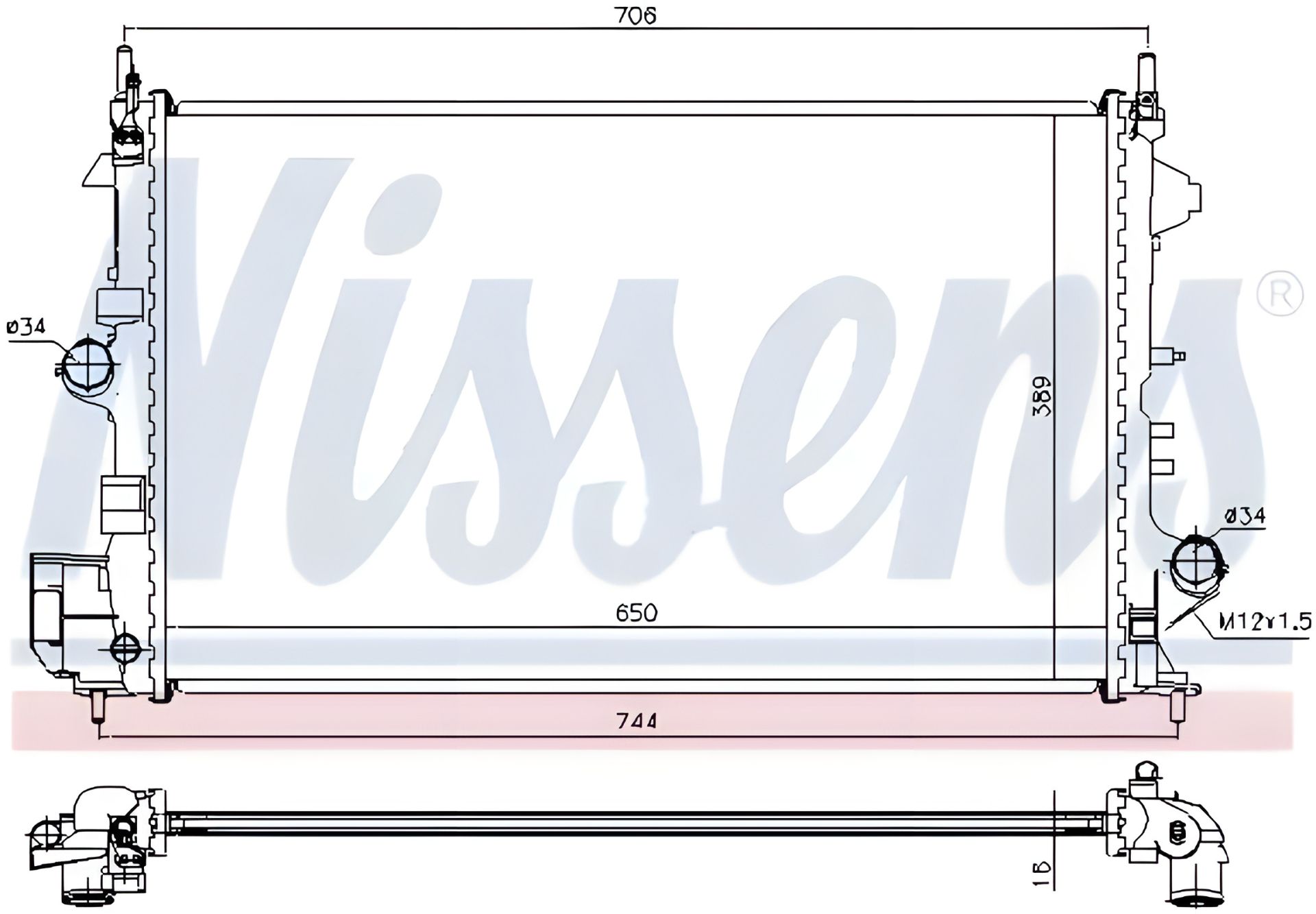 NISSENS: Радіатор охолодження двигуна для VAUXHALL VECTRA, OPEL VECTRA (63123) NISSENS: Радіатор охолодження двигуна для VAUXHALL VECTRA, OPEL VECTRA (63123)