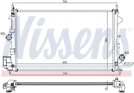 Радиатор охлаждения двигателя для VAUXHALL VECTRA и OPEL VECTRA, NISSENS (63123)