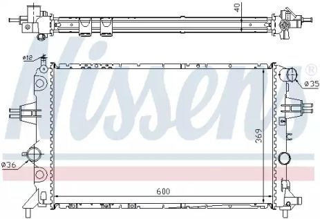 Радіатор охолодження двигуна Vauxhall Astravan, Opel Astra, Nissens (63249a)