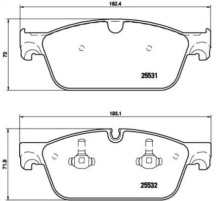 Комплект тормозных колодок, дисковый тормоз MERCEDES-BENZ GLS, BREMBO (P50102)