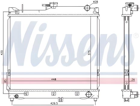 Радиатор охлаждения двигателя для SUZUKI JIMNY, NISSENS (64162)