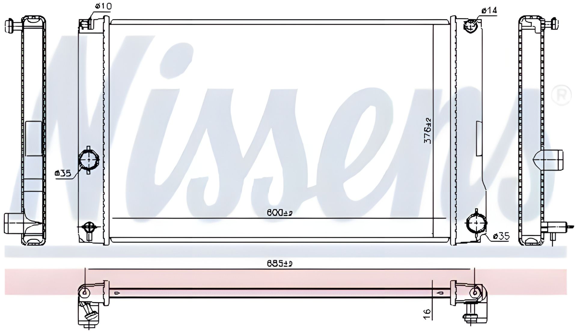 Радиатор охлаждения двигателя для LEXUS CT, TOYOTA AURIS, NISSENS (646842) Радиатор охлаждения двигателя для LEXUS CT, TOYOTA AURIS, NISSENS (646842)