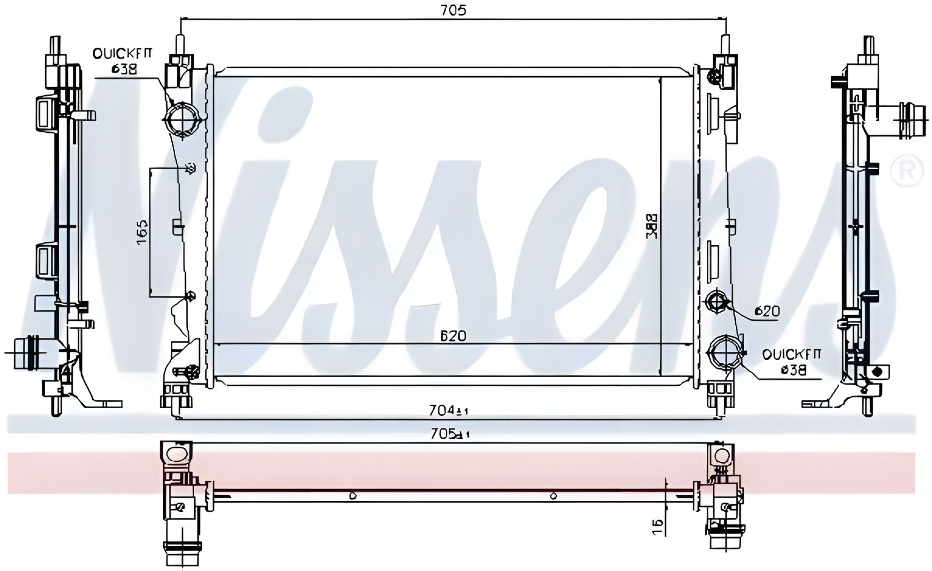 Радіатор охолодження двигуна OPEL COMBO, NISSENS VAUXHALL COMBO (617854) Радіатор охолодження двигуна OPEL COMBO, NISSENS VAUXHALL COMBO (617854)