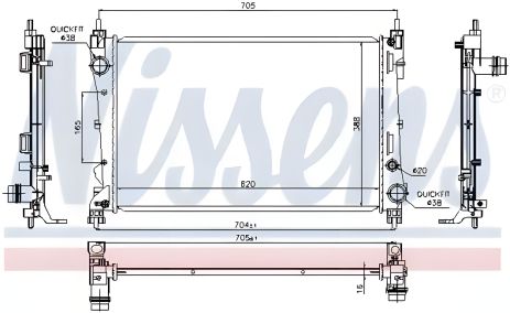 Радіатор охолодження двигуна OPEL COMBO, NISSENS VAUXHALL COMBO (617854) Радіатор охолодження двигуна OPEL COMBO, NISSENS VAUXHALL COMBO (617854)