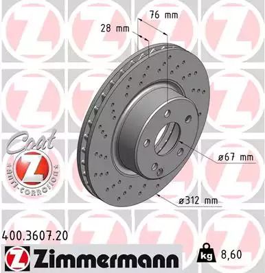 Диск гальмівний MERCEDES-BENZ S-CLASS, ZIMMERMANN (400360720)