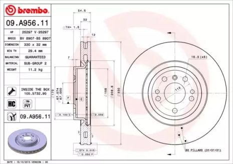 Диск гальмівний MERCEDES-BENZ GLE, BREMBO (09A95611)